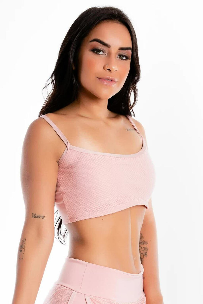 Cropped Alcinha Liso Rose