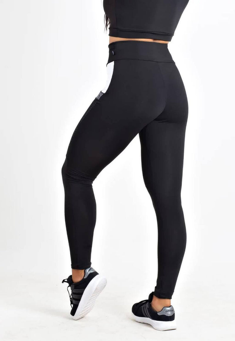 Calça Preto com Bolso e Elástico Legging Cintura Alta