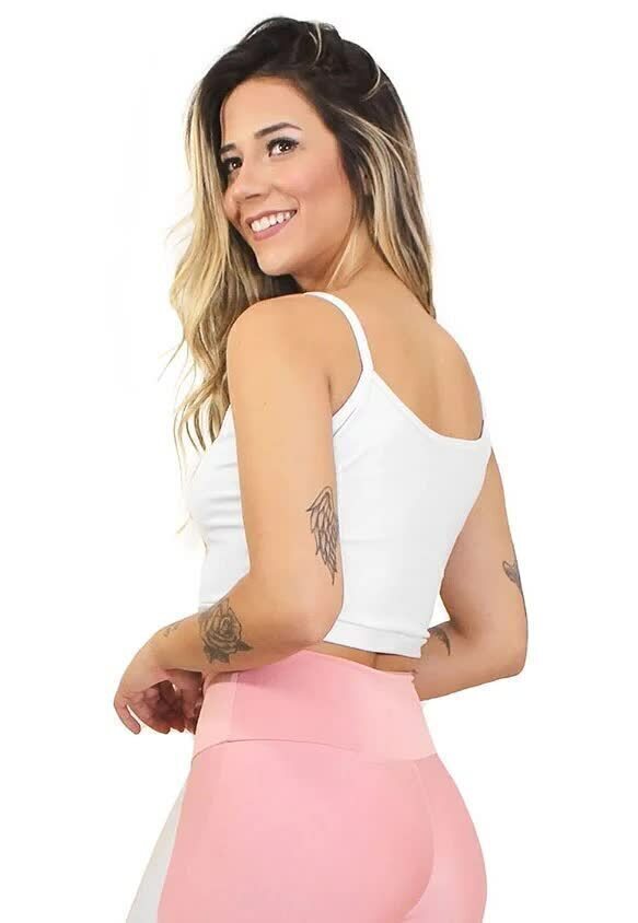 Cropped Fitness Alcinha Basic Branco