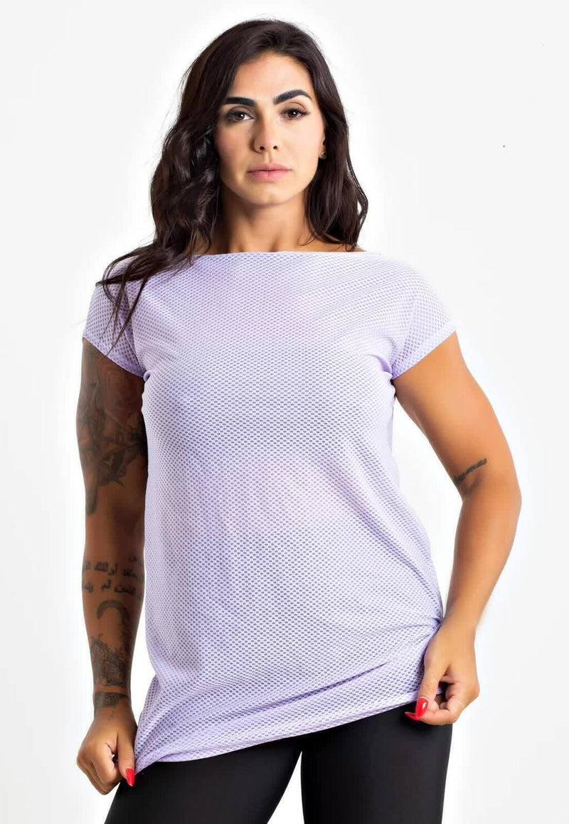 Blusa Feminina De Tela Manga Curta Lilás