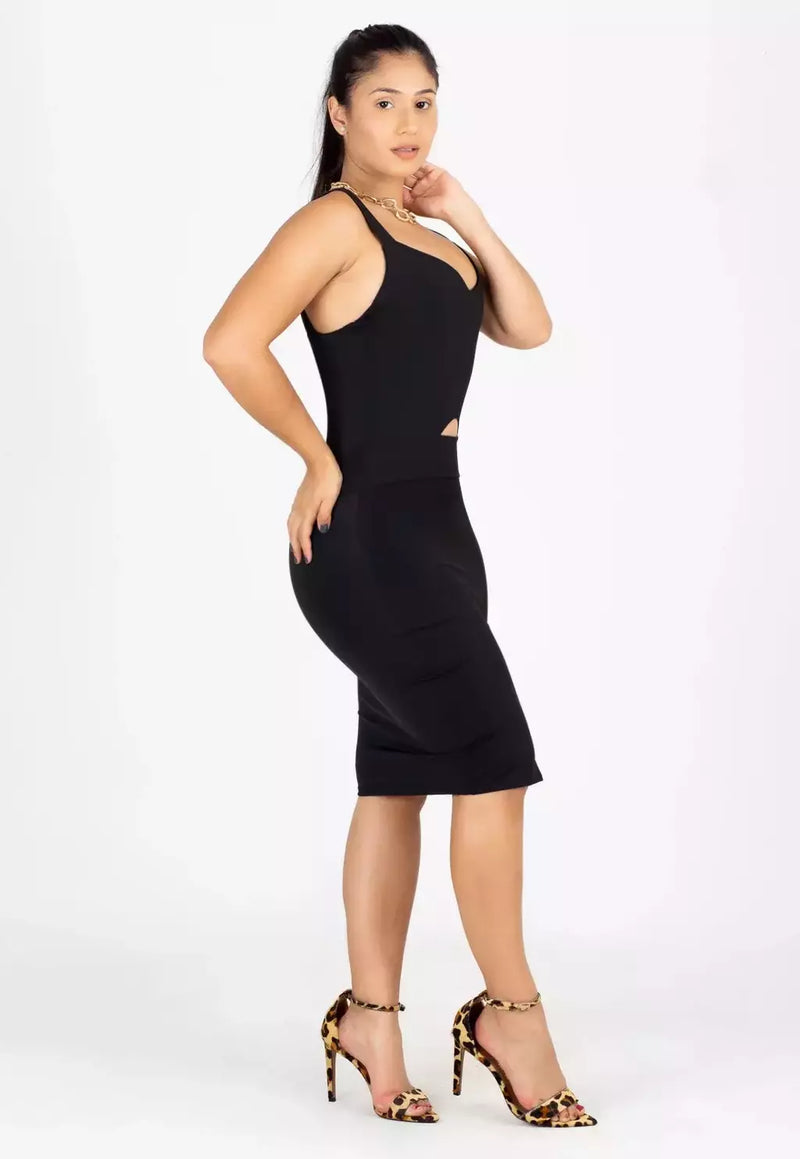 Vestido Feminino Curto Tubinho Com Alcinha Preto