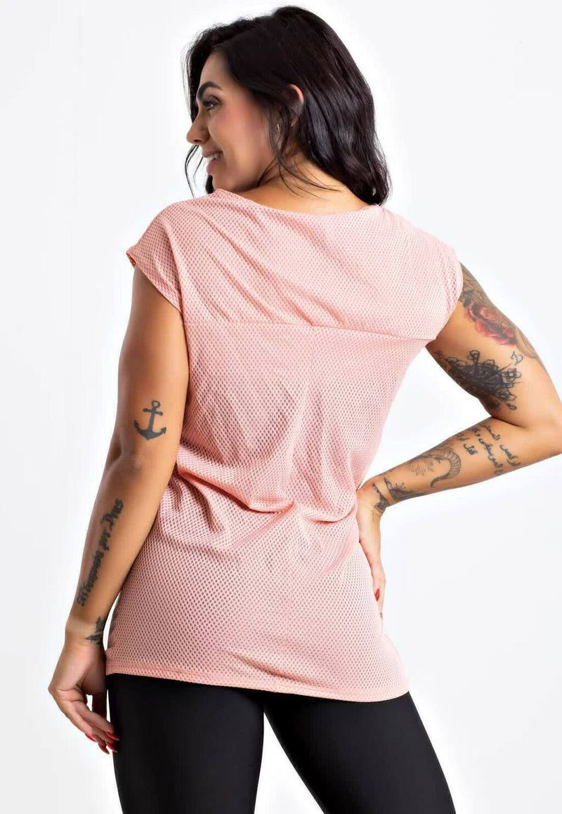 Blusa Feminina De Tela Manga Curta Rosa