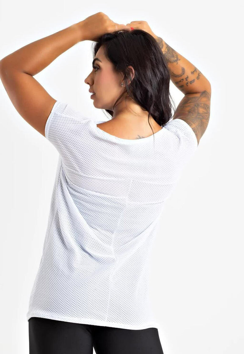 Blusa Feminina De Tela Manga Curta Branca