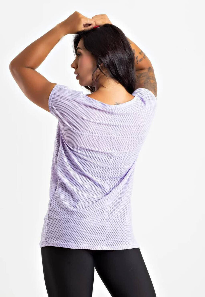 Blusa Feminina De Tela Manga Curta Lilás