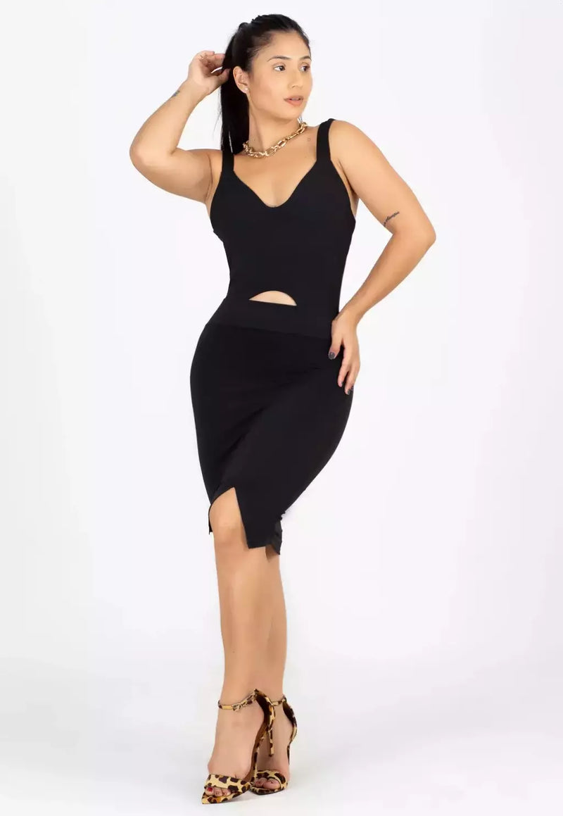 Vestido Feminino Curto Tubinho Com Alcinha Preto