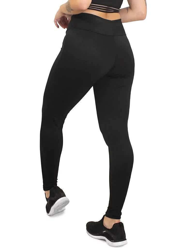 Calça Legging Feminina Cintura Alta Preta Lisa