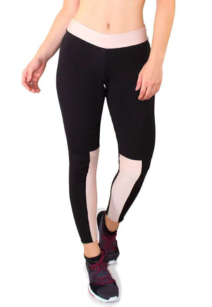 Calça Legging Feminina Preta Com Detalhes Interno Rôse