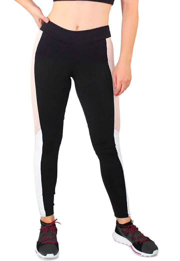 Calça Legging Feminina Preta Detalhe Lateral Rôse