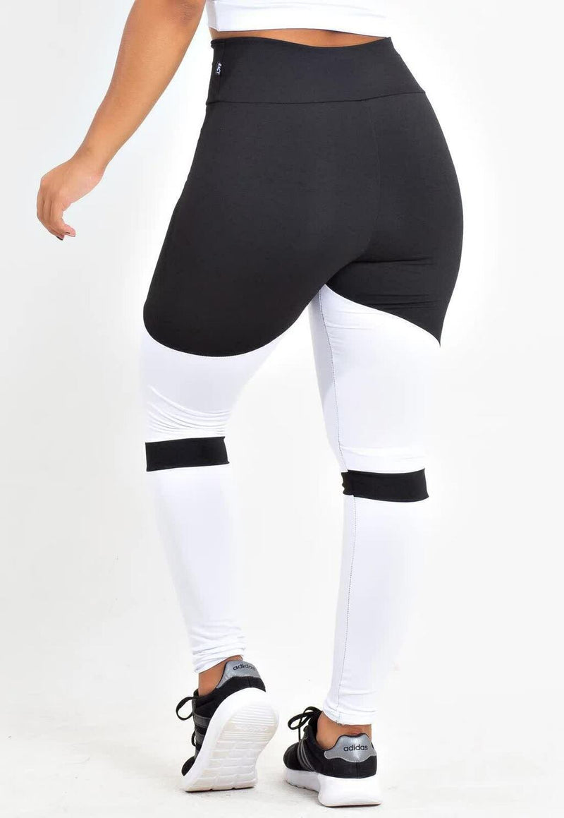 Calça Legging Feminina Cintura Alta Preta e Branca Duas Cores