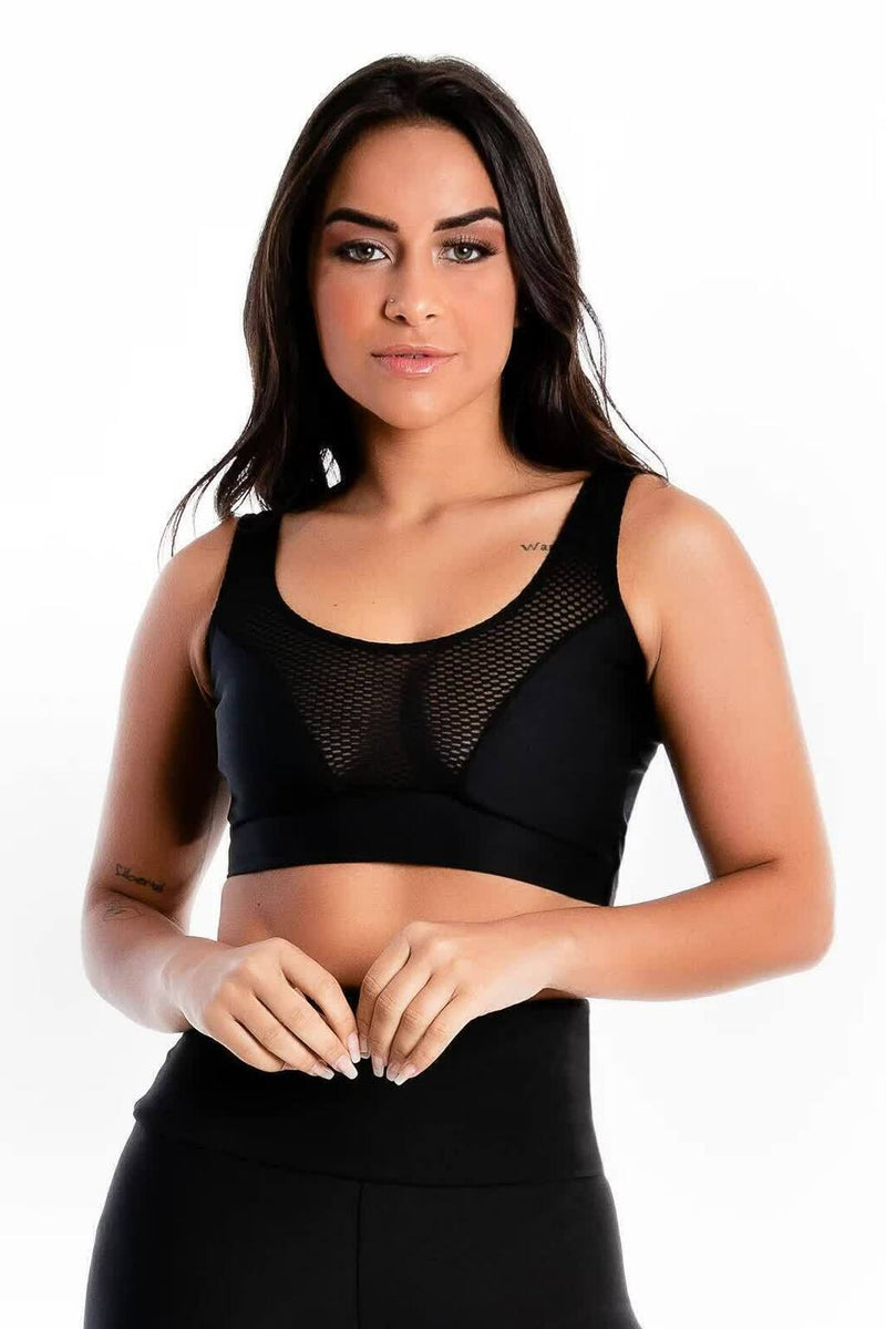 Cropped Detalhe Busto Preto Tela