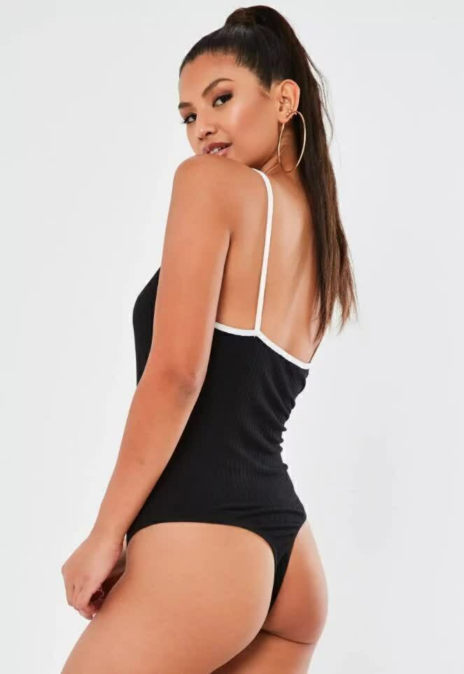 Body Feminino Regata Alcinha Preto Detalhe Branco