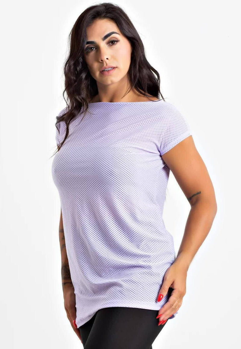 Blusa Feminina De Tela Manga Curta Lilás