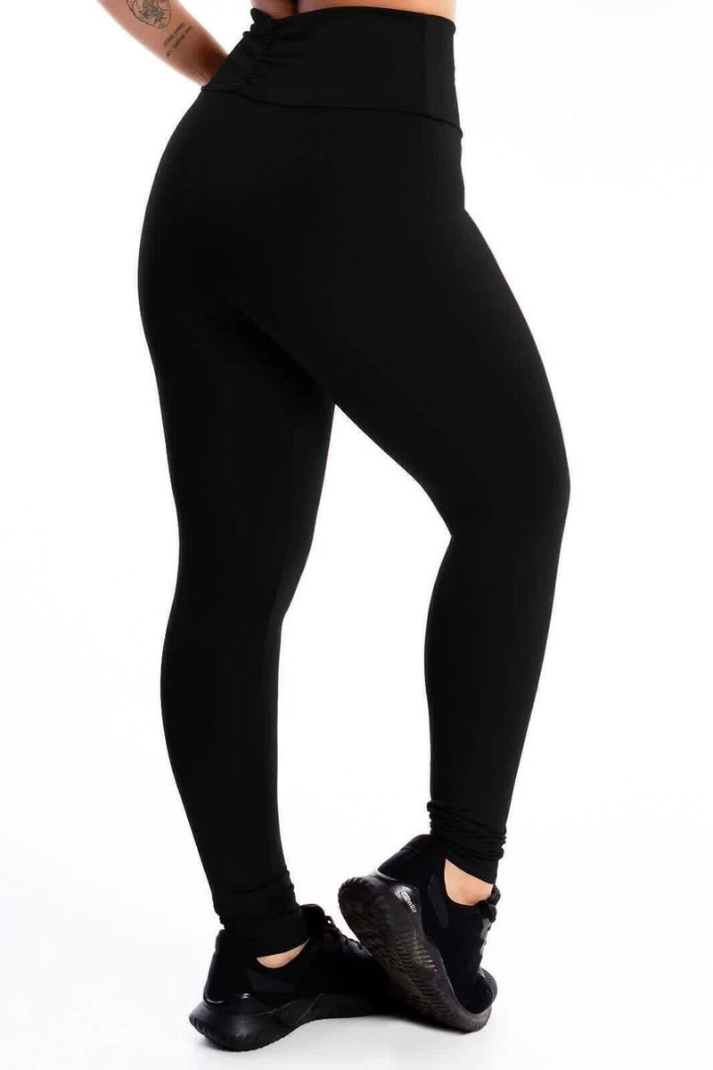 Calça Legging Feminina Cintura Alta Cós Em V Preto