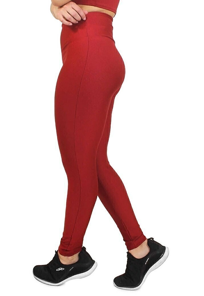 Calça Legging Feminina Cintura Alta Em Vermelho Vivo