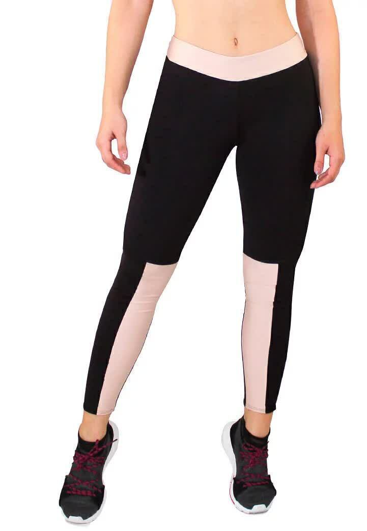 Calça Legging Feminina Preta Com Detalhes Interno Rôse