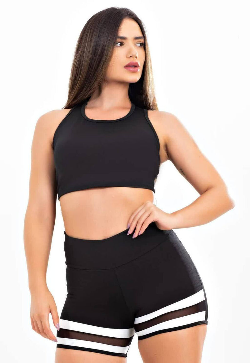 Conjunto Feminino Cropped e Short Preto Emily