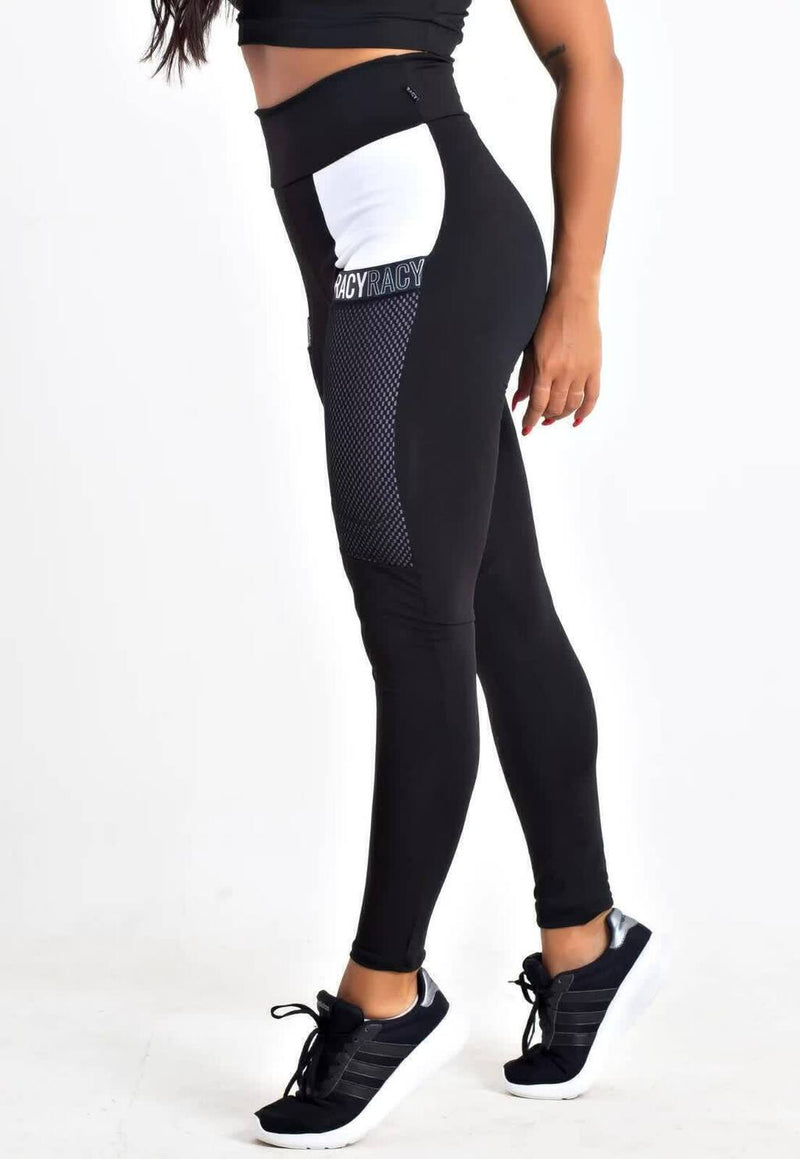 Calça Preto com Bolso e Elástico Legging Cintura Alta