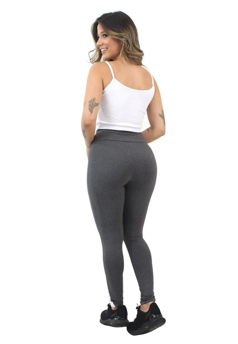 Conjunto Fitness Feminino Cropped Alcinha Branco + Calça Legging Cintura Alta Cinza Detalhe Em Branco&nbsp;