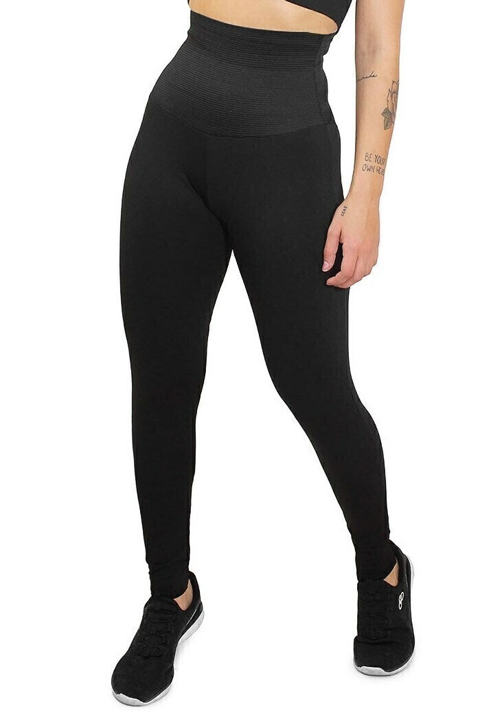 Calça Legging Feminina Cintura Alta Preta Com Cinta Modeladora Embutida