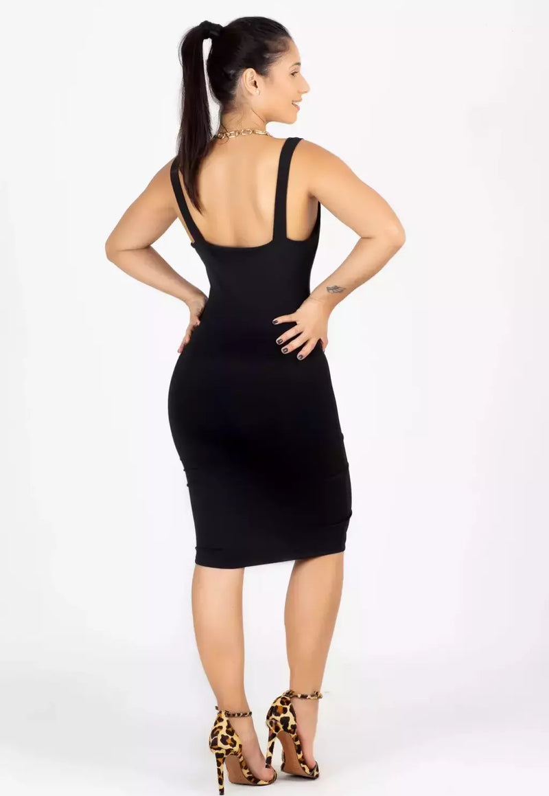 Vestido Feminino Curto Tubinho Com Alcinha Preto