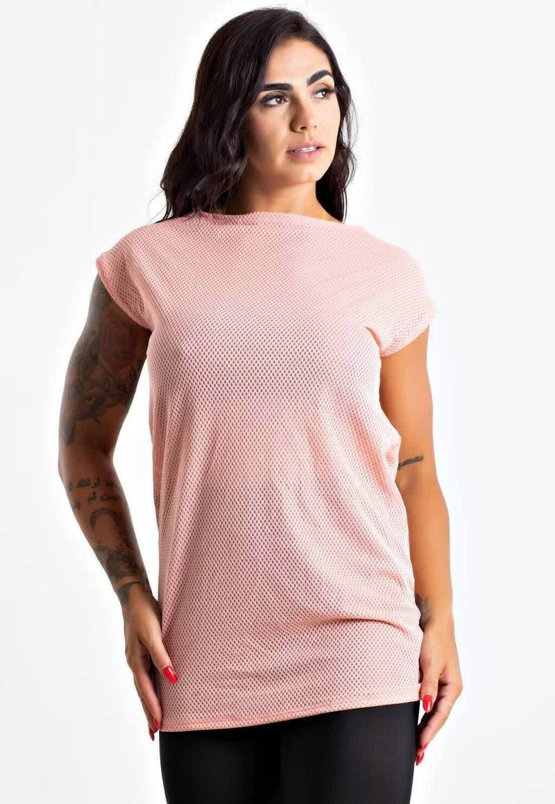 Blusa Feminina De Tela Manga Curta Rosa