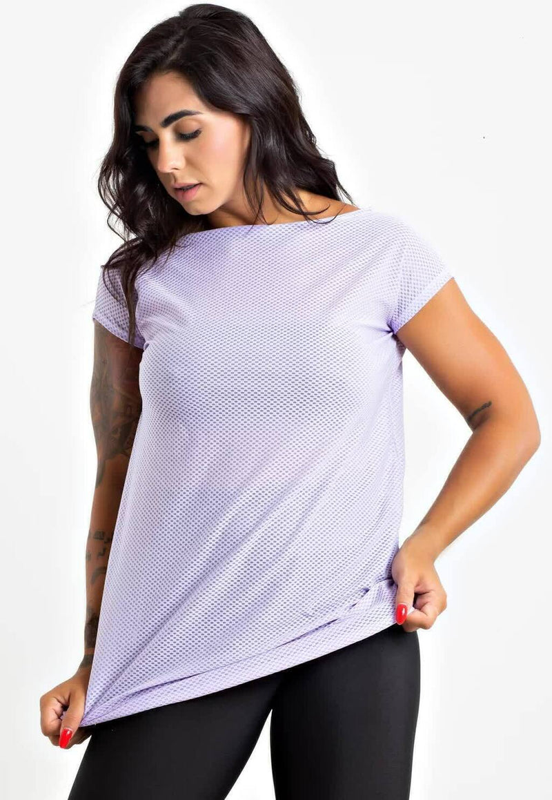 Blusa Feminina De Tela Manga Curta Lilás