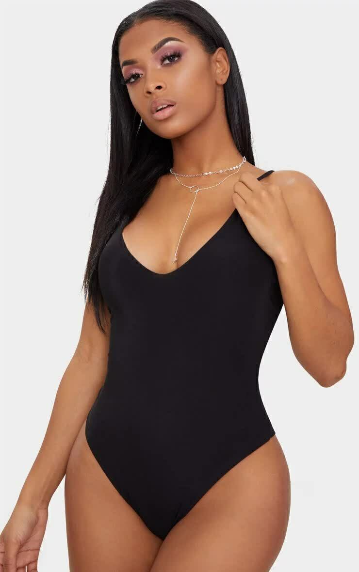 Body Feminino Regata Alcinha Decote Em V Preto