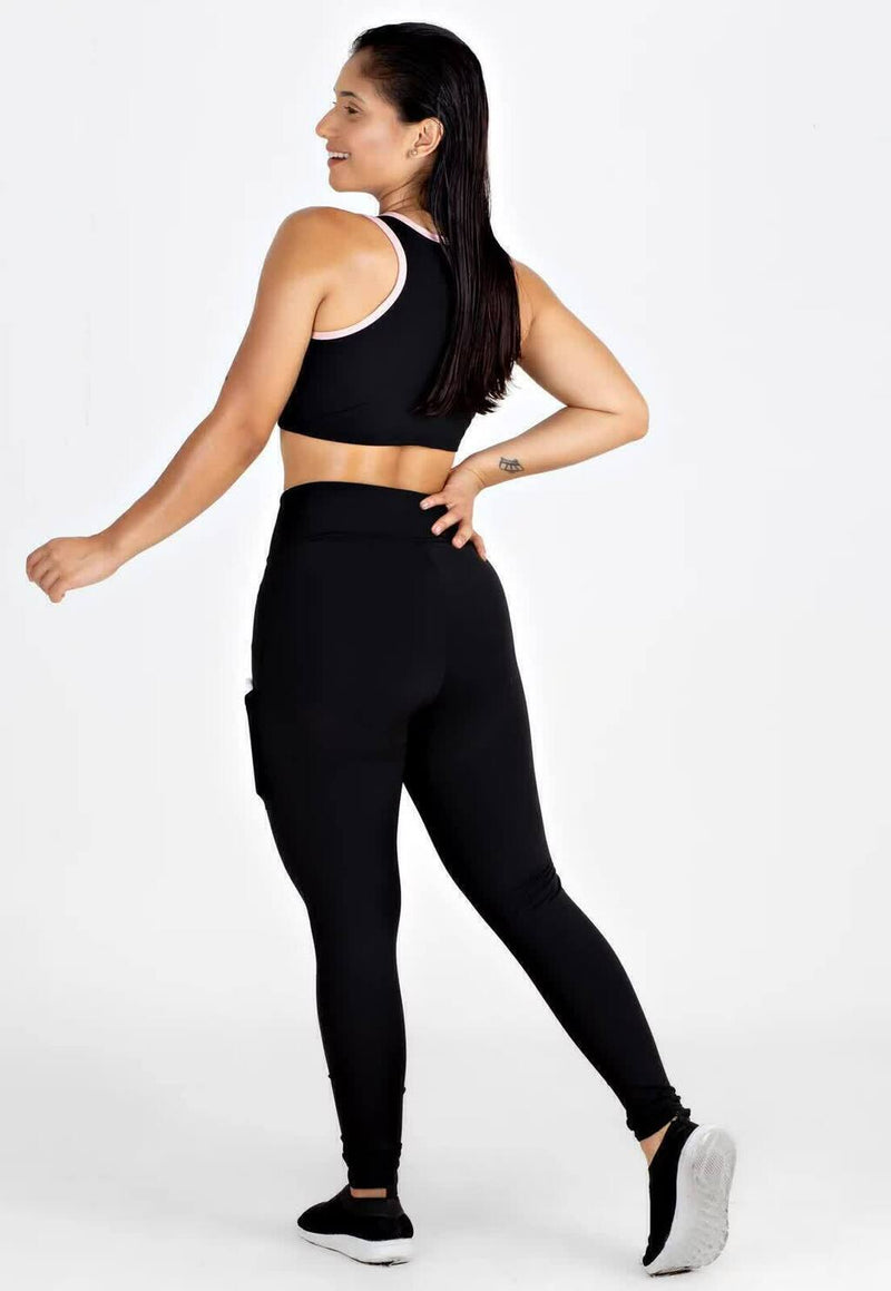 Cropped e Calça Legging Preto Conjunto Fitness