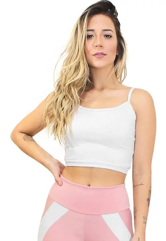 Cropped Fitness Alcinha Basic Branco