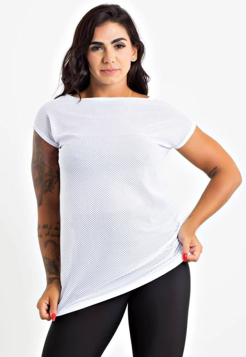 Blusa Feminina De Tela Manga Curta Branca