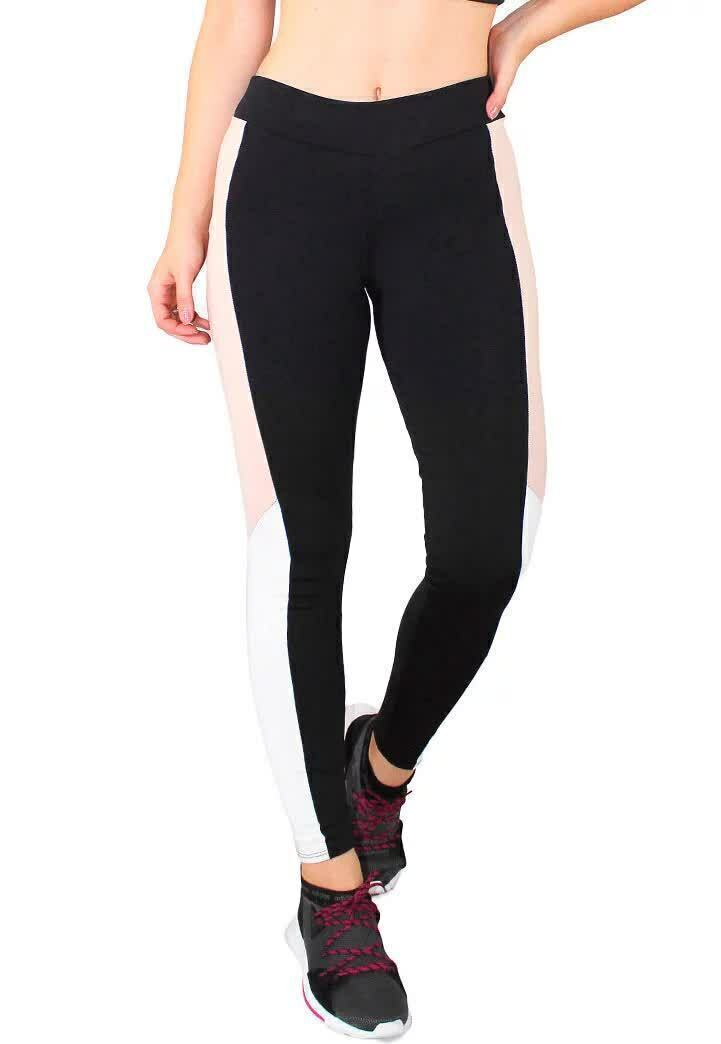 Calça Legging Feminina Preta Detalhe Lateral Rôse