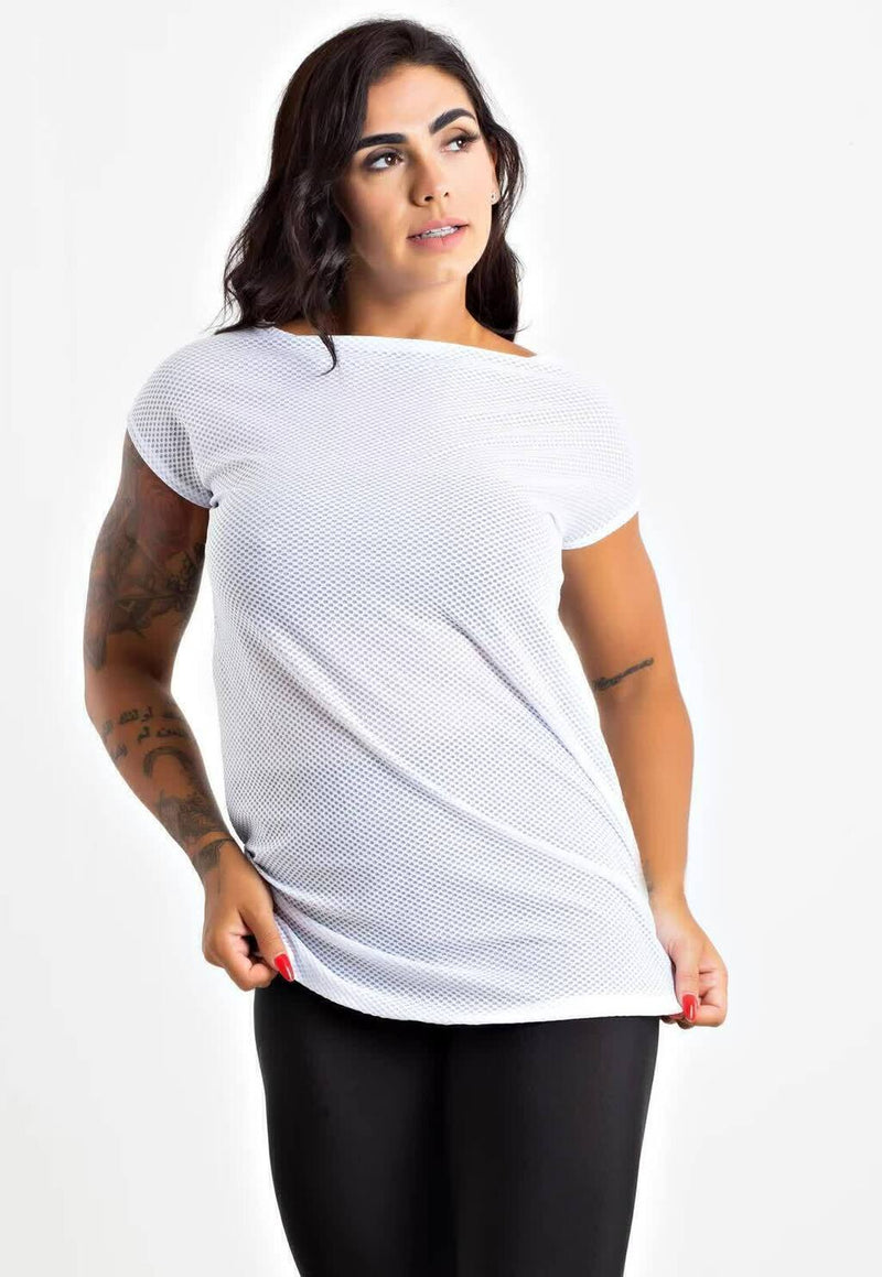 Blusa Feminina De Tela Manga Curta Branca