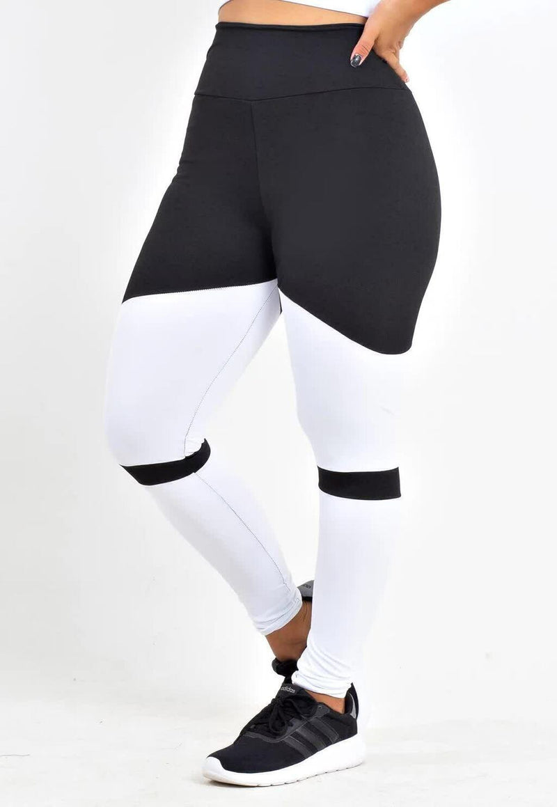 Calça Legging Feminina Cintura Alta Preta e Branca Duas Cores