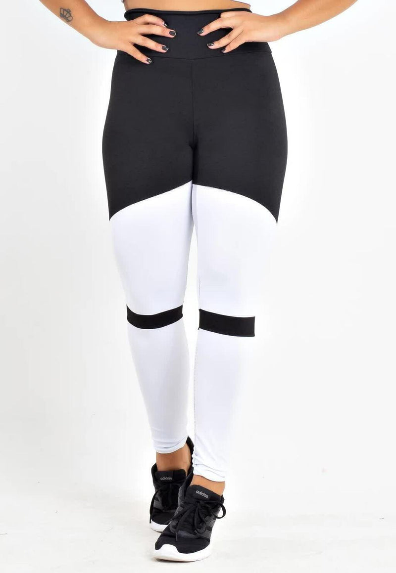 Calça Legging Feminina Cintura Alta Preta e Branca Duas Cores