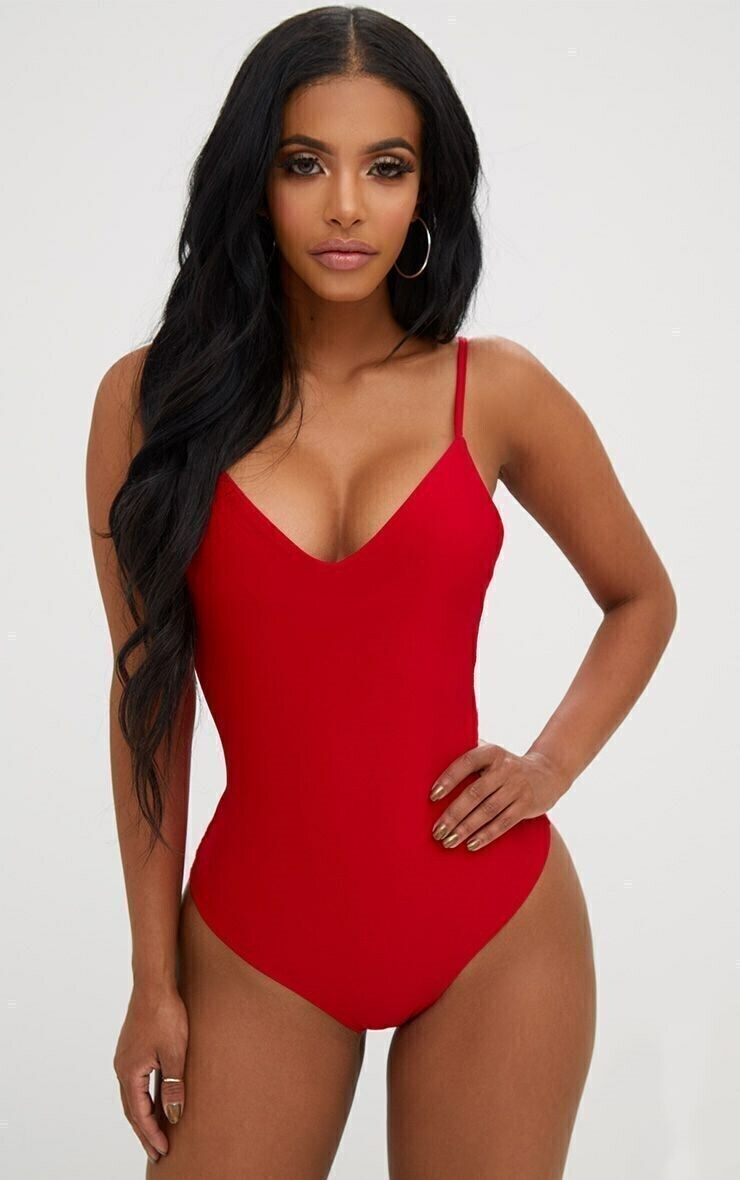 Body Feminino Regata Alcinha Decote Em V Vermelho