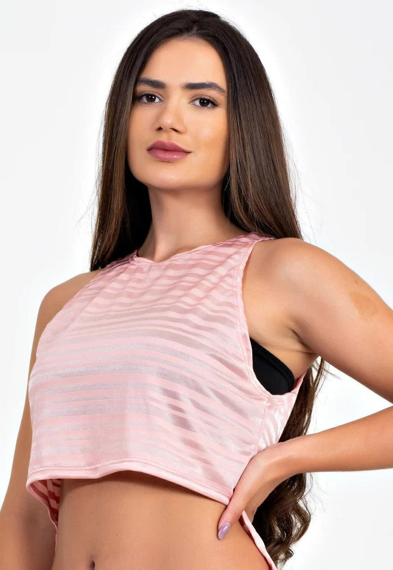 Cropped Feminino Dry Fit Rosa + Top Tomara Que Caia Preto