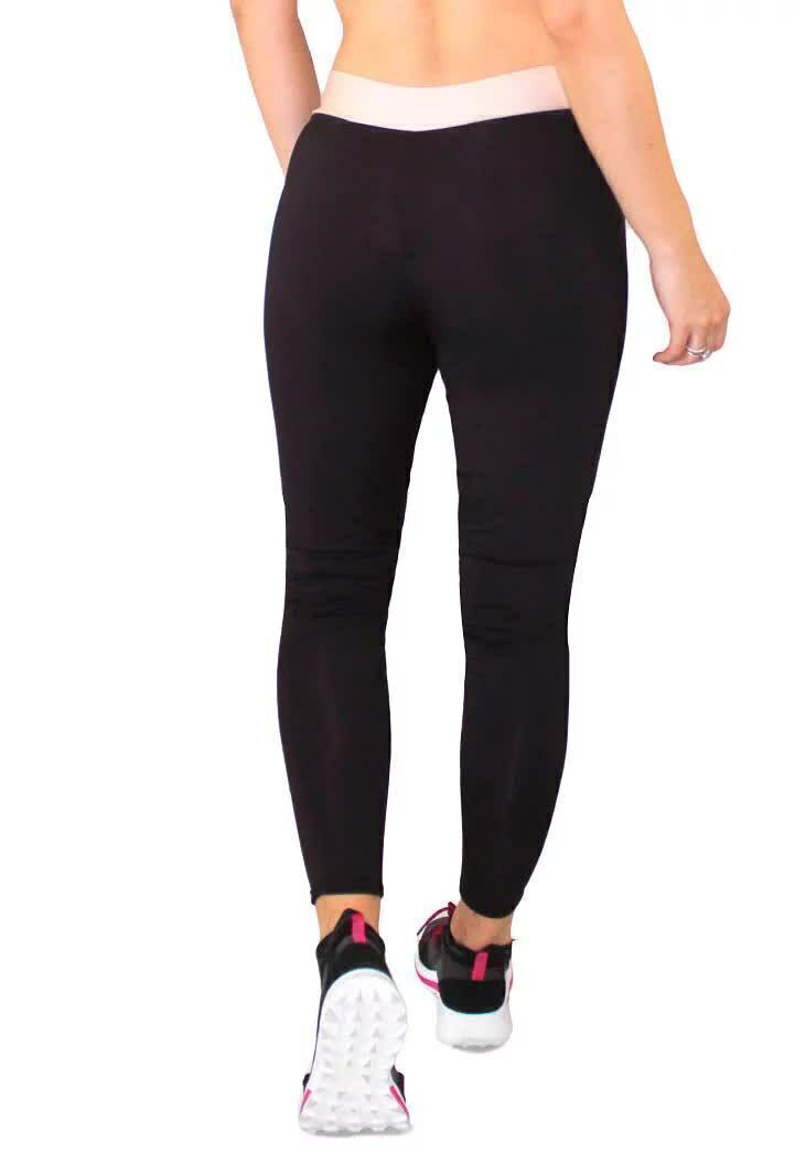 Calça Legging Feminina Preta Com Detalhes Interno Rôse