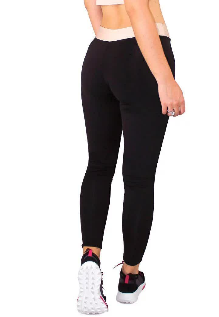 Calça Legging Feminina Preta Com Detalhes Interno Rôse