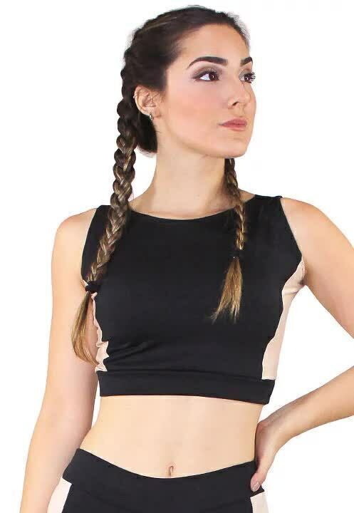 Top Fitness Detalhe Lateral Rosê Cropped