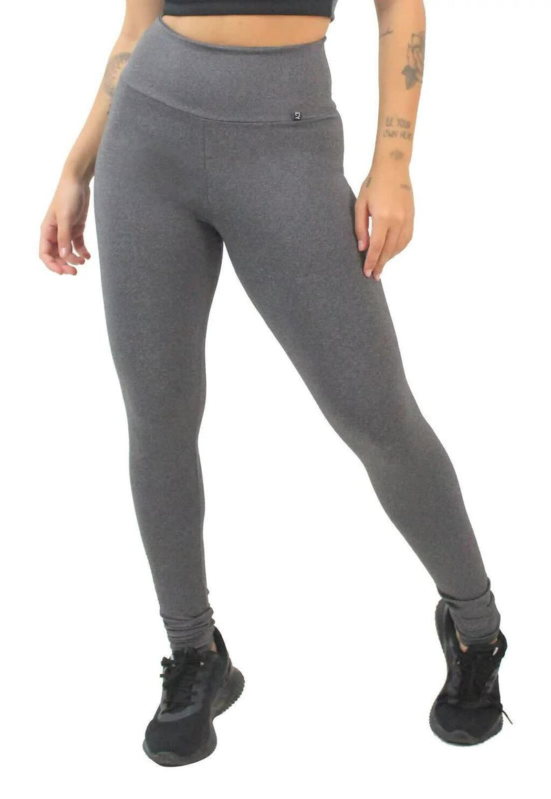 Calça Legging Feminina Cintura Alta Cinza Lisa